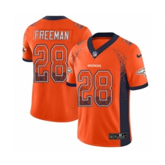 Youth Nike Denver Broncos 28 Royce Freeman Limited Orange Rush Drift Fashion NFL Jersey