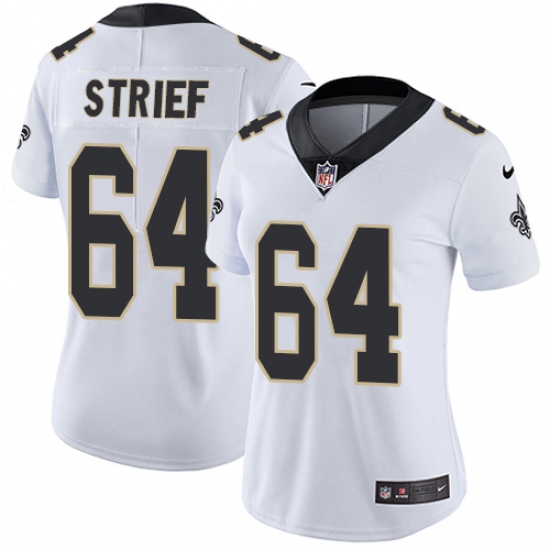 Women's Nike New Orleans Saints 64 Zach Strief Elite White NFL Jersey