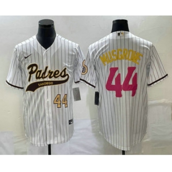 Men's San Diego Padres 44 Joe Musgrove Number White Pinstripe 2023 City Connect Cool Base Stitched Jersey