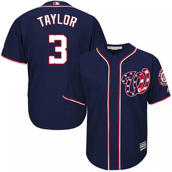 Men's Majestic Washington Nationals 3 Michael Taylor Replica Navy Blue Alternate 2 Cool Base MLB Jersey