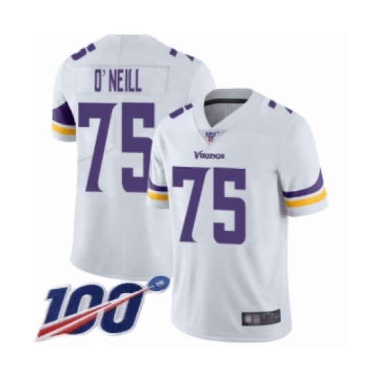 Men's Minnesota Vikings 75 Brian O'Neill White Vapor Untouchable Limited Player 100th Season Football Jersey