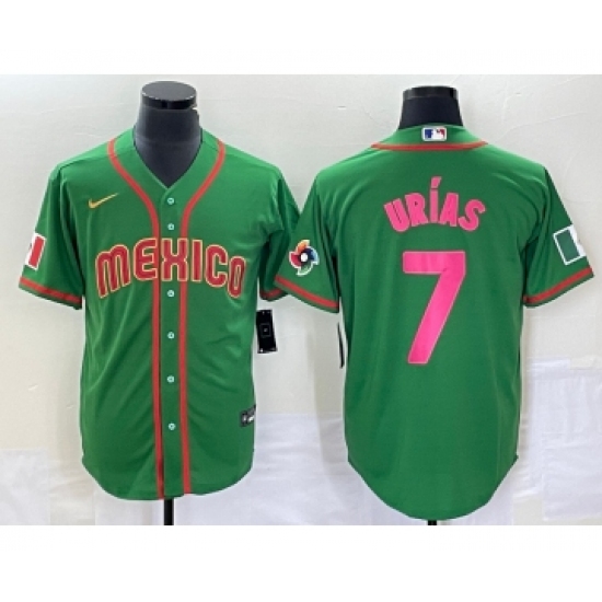 Men's Mexico Baseball 7 Julio Urias 2023 Green World Classic Stitched Jersey3