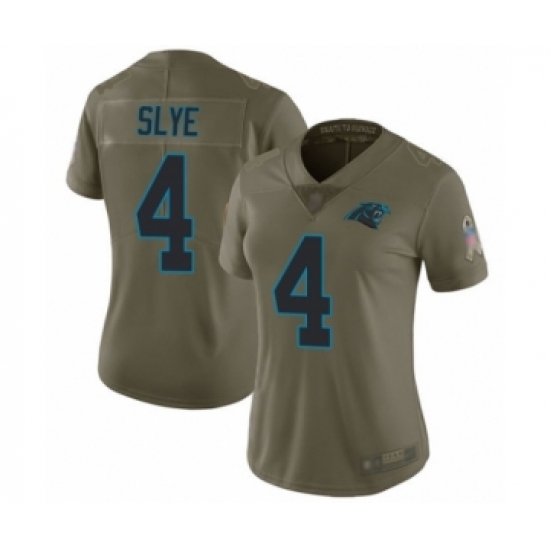 Women's Carolina Panthers 4 Joey Slye Limited Olive 2017 Salute to Service Football Jersey