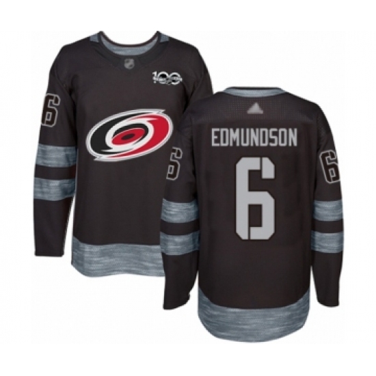 Men's Carolina Hurricanes 6 Joel Edmundson Authentic Black 1917-2017 100th Anniversary Hockey Jersey