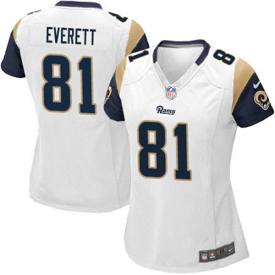 Women's Nike Los Angeles Rams 81 Gerald Everett Game White NFL Jersey