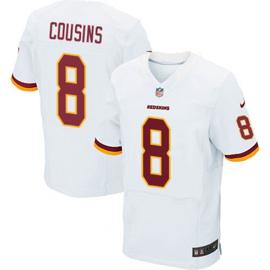 Men's Nike Washington Redskins 8 Kirk Cousins Elite White NFL Jersey