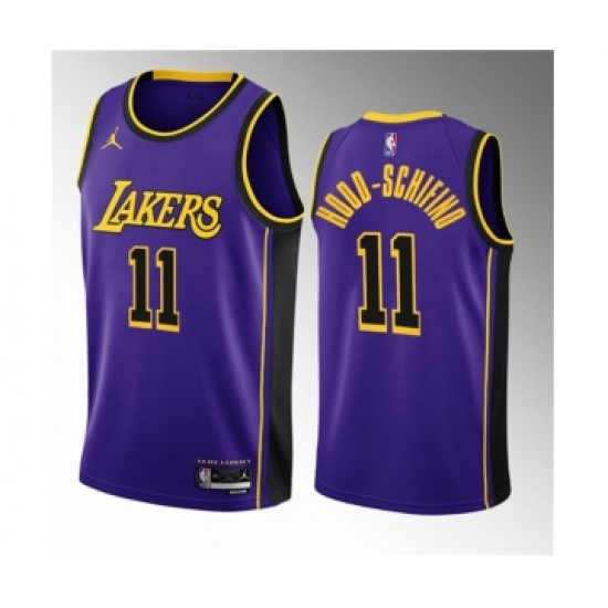 Men's Los Angeles Lakers 11 Jalen Hood-Schifino Purple 2023 Draft Statement Edition Stitched Basketball Jersey