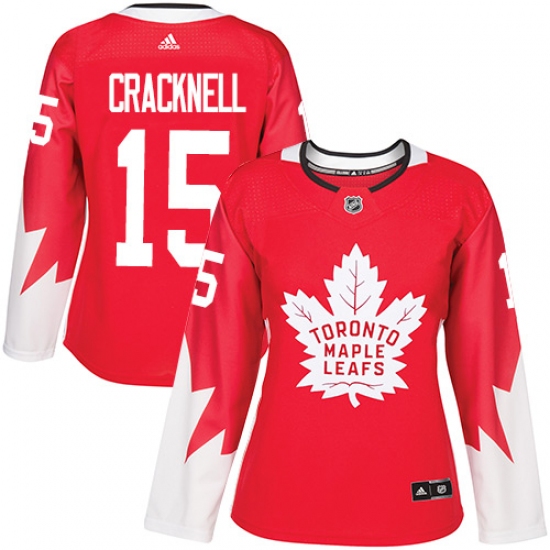 Women's Adidas Toronto Maple Leafs 15 Adam Cracknell Authentic Red Alternate NHL Jersey