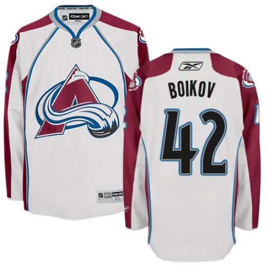 Women's Reebok Colorado Avalanche 42 Sergei Boikov Authentic White Away NHL Jersey