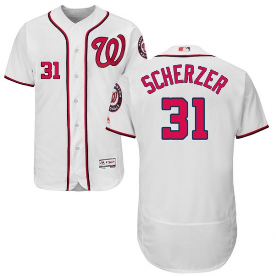 Men's Majestic Washington Nationals 31 Max Scherzer White Home Flex Base Authentic Collection MLB Jersey