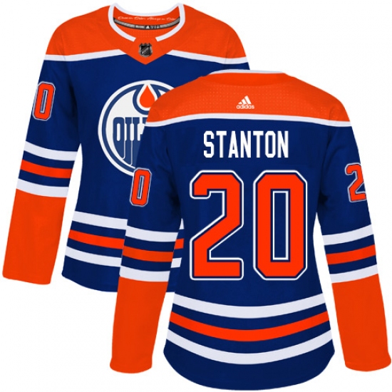 Women's Adidas Edmonton Oilers 20 Ryan Stanton Authentic Royal Blue Alternate NHL Jersey