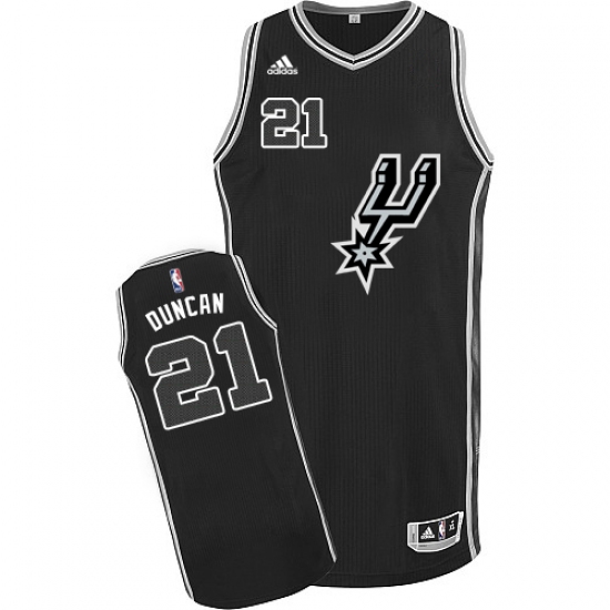 Youth Adidas San Antonio Spurs 21 Tim Duncan Authentic Black New Road NBA Jersey
