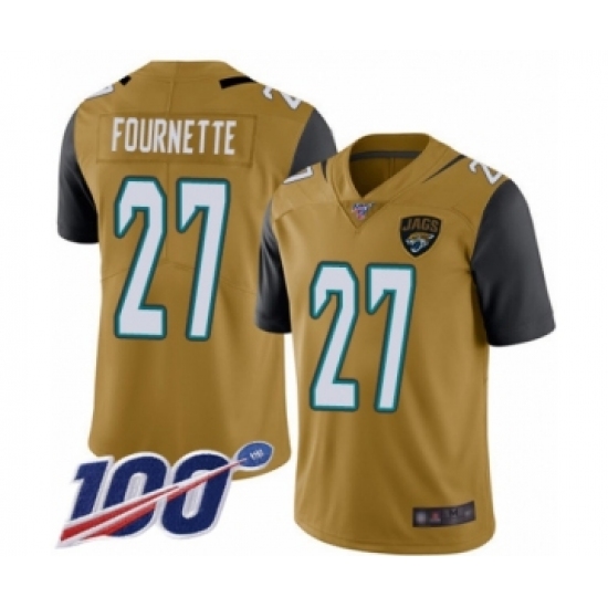 Men's Jacksonville Jaguars 27 Leonard Fournette Limited Gold Rush Vapor Untouchable 100th Season Football Jersey