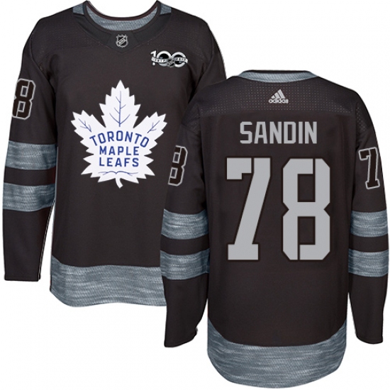 Men's Adidas Toronto Maple Leafs 78 Rasmus Sandin Authentic Black 1917-2017 100th Anniversary NHL Jersey