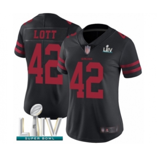 Women's San Francisco 49ers 42 Ronnie Lott Black Vapor Untouchable Limited Player Super Bowl LIV Bound Football Jersey