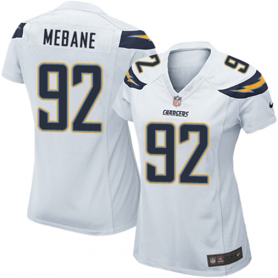 Women's Nike Los Angeles Chargers 92 Brandon Mebane Game White NFL Jersey