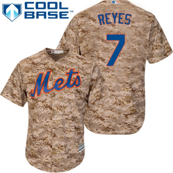 Men's Majestic New York Mets 7 Jose Reyes Replica Camo Alternate Cool Base MLB Jersey