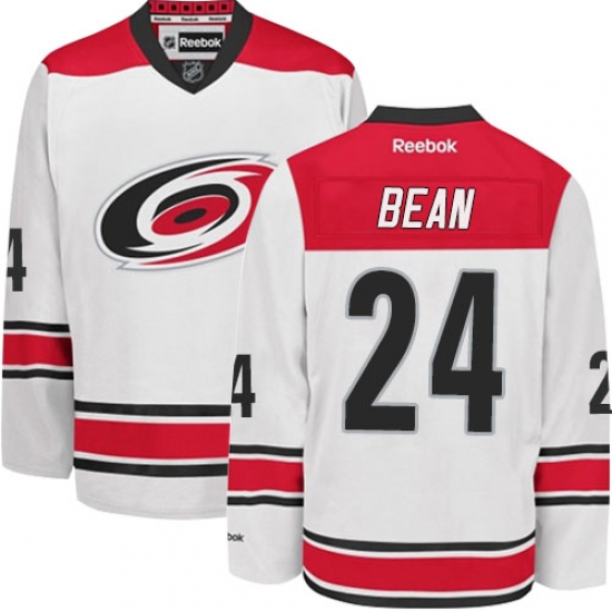 Men's Reebok Carolina Hurricanes 24 Jake Bean Authentic White Away NHL Jersey