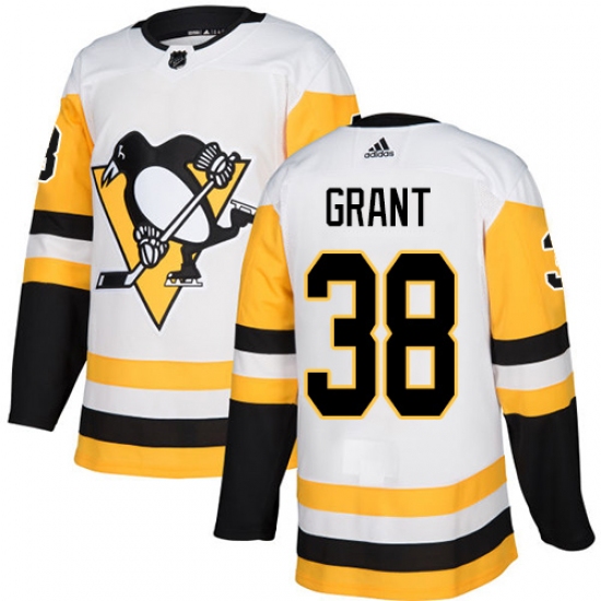 Youth Adidas Pittsburgh Penguins 38 Derek Grant Authentic White Away NHL Jersey