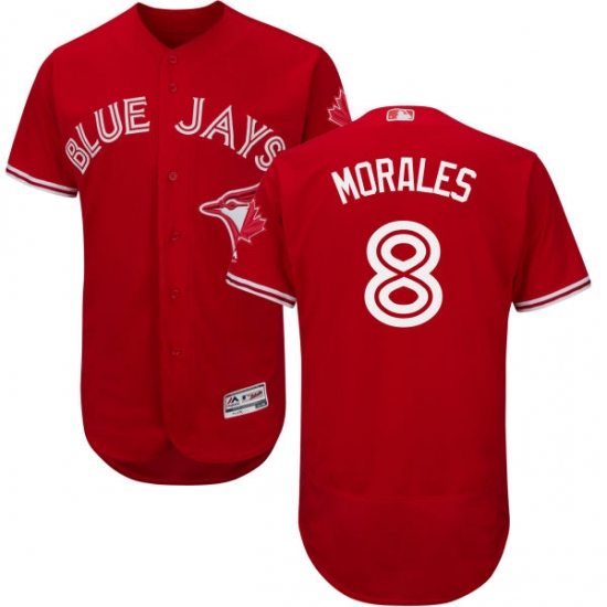 Men's Majestic Toronto Blue Jays 8 Kendrys Morales Scarlet Flexbase Authentic Collection Alternate MLB Jersey