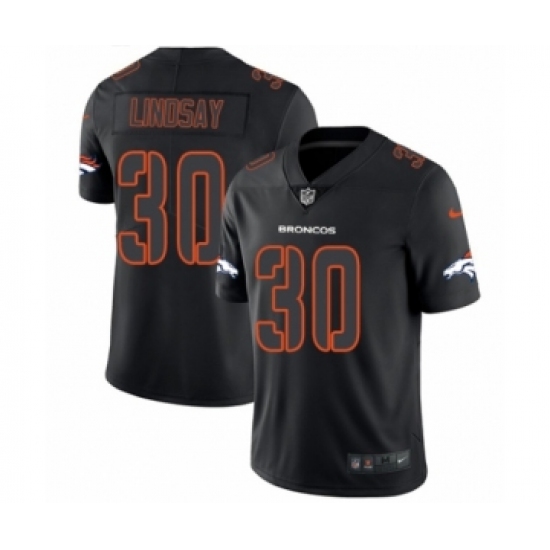 Men's Nike Denver Broncos 30 Phillip Lindsay Limited Black Rush Impact NFL Jersey