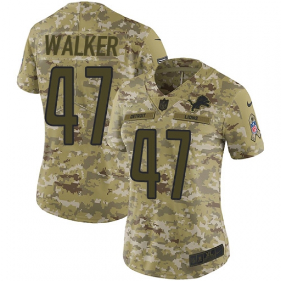 Women's Nike Detroit Lions 47 Tracy Walker Limited Camo 2018 Salute to Service NFL Jersey