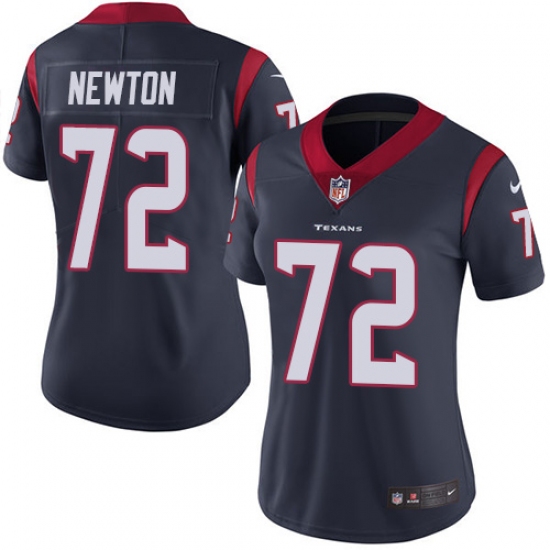 Women's Nike Houston Texans 72 Derek Newton Elite Navy Blue Team Color NFL Jersey