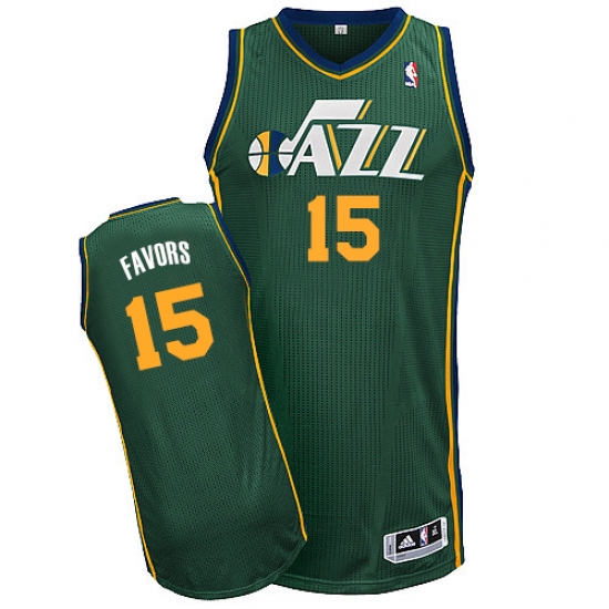 Men's Adidas Utah Jazz 15 Derrick Favors Authentic Green Alternate NBA Jersey