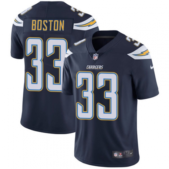 Men's Nike Los Angeles Chargers 33 Tre Boston Navy Blue Team Color Vapor Untouchable Limited Player NFL Jersey