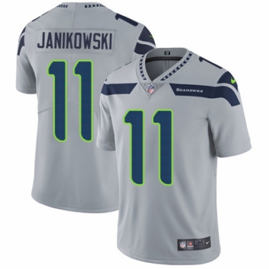 Men's Nike Seattle Seahawks 11 Sebastian Janikowski Grey Alternate Vapor Untouchable Limited Player NFL Jersey