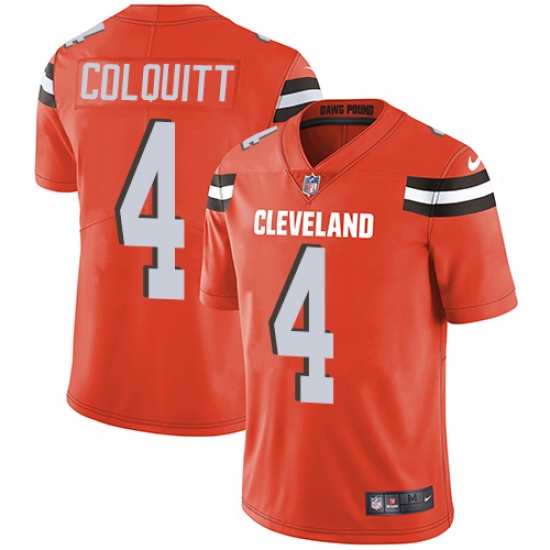 Youth Nike Cleveland Browns 4 Britton Colquitt Orange Alternate Vapor Untouchable Limited Player NFL Jersey