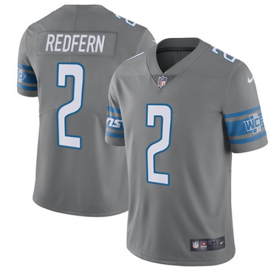 Men's Nike Detroit Lions 2 Kasey Redfern Elite Steel Rush Vapor Untouchable NFL Jersey