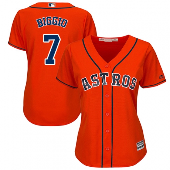Women's Majestic Houston Astros 7 Craig Biggio Authentic Orange Alternate Cool Base MLB Jersey