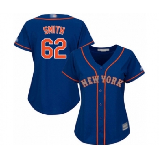 Women's New York Mets 62 Drew Smith Authentic Royal Blue Alternate Road Cool Base Baseball Player Jersey