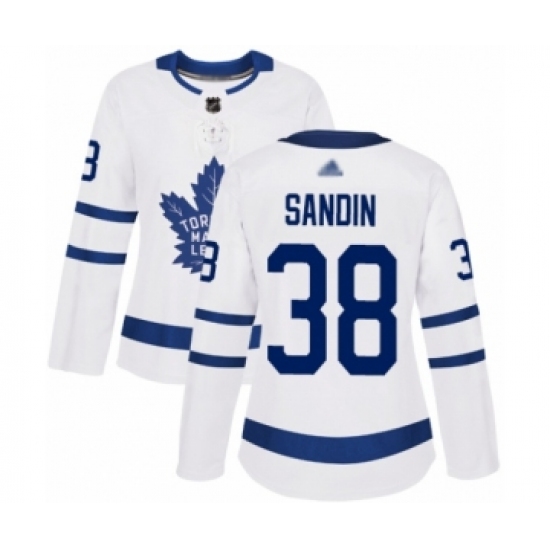 Women's Toronto Maple Leafs 38 Rasmus Sandin Authentic White Away Hockey Jersey