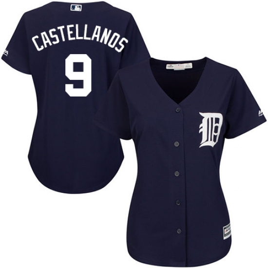 Women's Majestic Detroit Tigers 9 Nick Castellanos Authentic Navy Blue Alternate Cool Base MLB Jersey