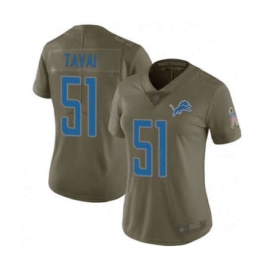 Women's Detroit Lions 51 Jahlani Tavai Limited Olive 2017 Salute to Service Football Jersey