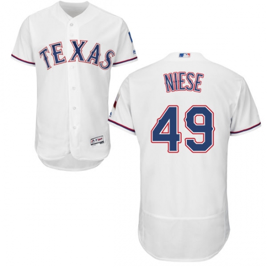 Men's Majestic Texas Rangers 49 Jon Niese White Home Flex Base Authentic Collection MLB Jersey