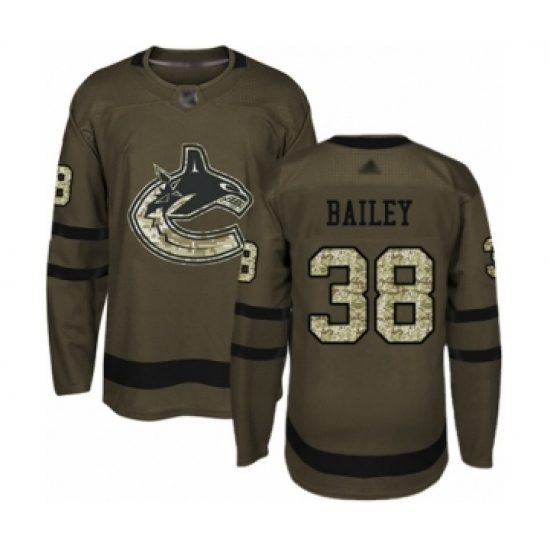 Men's Vancouver Canucks 38 Justin Bailey Authentic Green Salute to Service Hockey Jersey