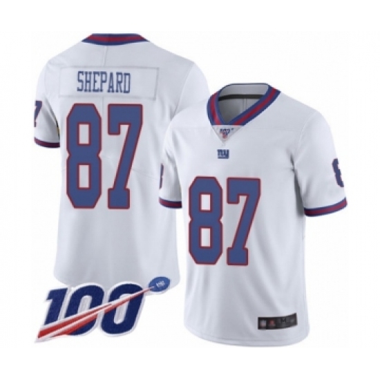 Men's New York Giants 87 Sterling Shepard Limited White Rush Vapor Untouchable 100th Season Football Jersey