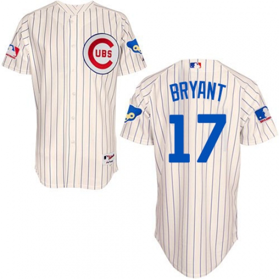 Men's Majestic Chicago Cubs 17 Kris Bryant Authentic Cream 1969 Turn Back The Clock MLB Jersey