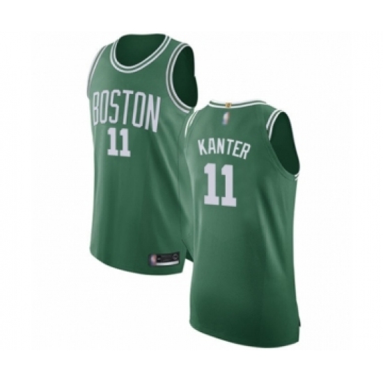 Men's Boston Celtics 11 Enes Kanter Authentic Green(White No.) Road Basketball Jersey - Icon Edition