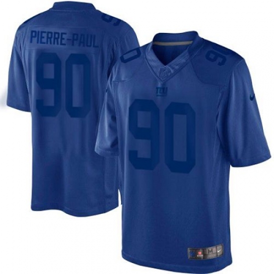 Men's Nike New York Giants 90 Jason Pierre-Paul Royal Blue Drenched Limited NFL Jersey