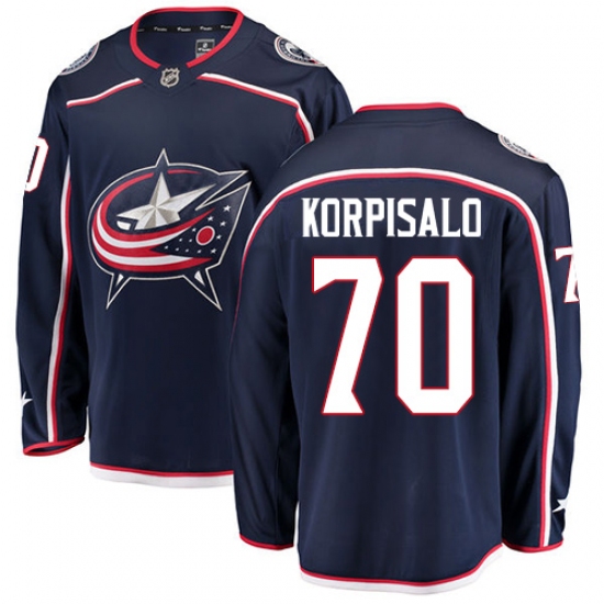 Youth Columbus Blue Jackets 70 Joonas Korpisalo Fanatics Branded Navy Blue Home Breakaway NHL Jersey