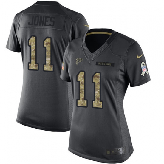 Women's Nike Atlanta Falcons 11 Julio Jones Limited Black 2016 Salute to Service NFL Jersey