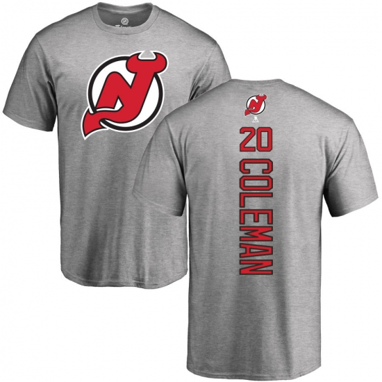 NHL Adidas New Jersey Devils 20 Blake Coleman Ash Backer T-Shirt