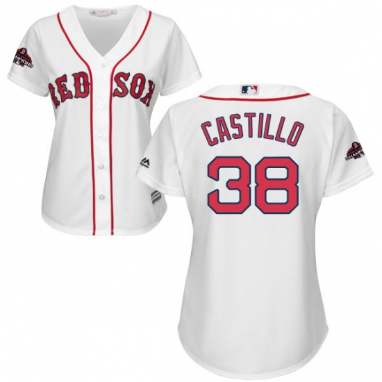 Women's Majestic Boston Red Sox 38 Rusney Castillo Authentic White Home 2018 World Series Champions MLB Jersey