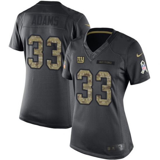 Women's Nike New York Giants 33 Andrew Adams Limited Black 2016 Salute to Service NFL Jersey