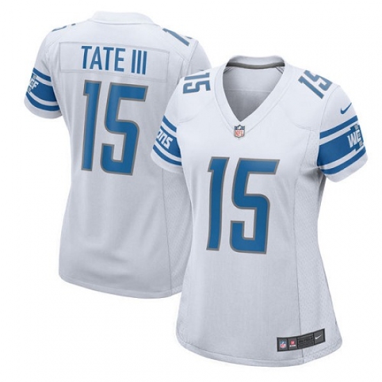 Women's Nike Detroit Lions 15 Golden Tate III Game White NFL Jersey