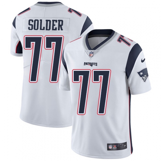 Men's Nike New England Patriots 77 Nate Solder White Vapor Untouchable Limited Player NFL Jersey